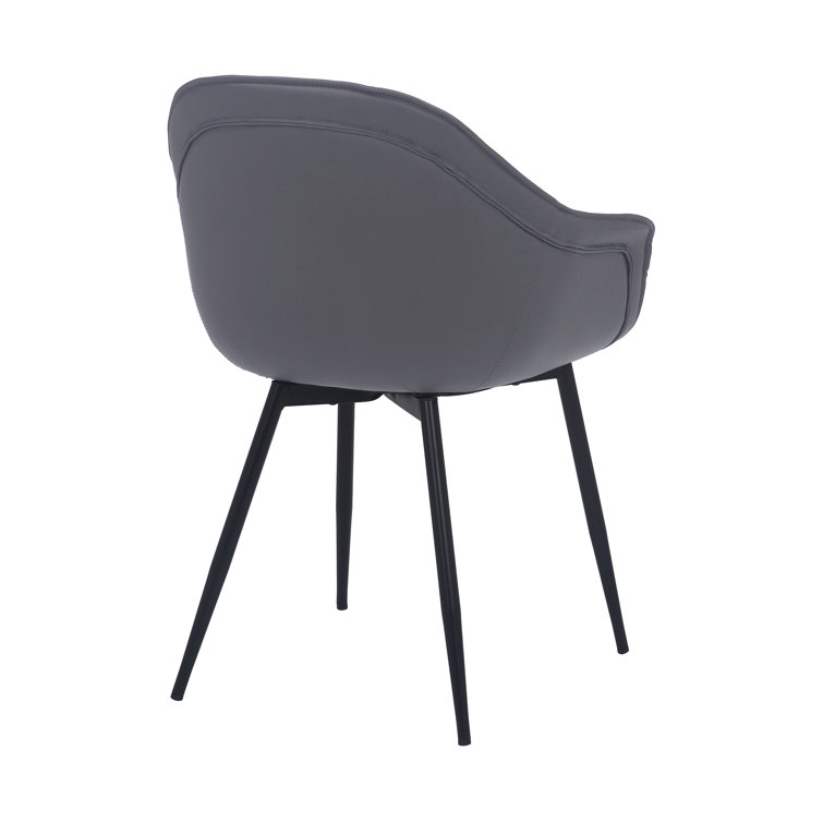 Annalynn Grey Faux Leather Dining Room Chair With Black Metal Legs